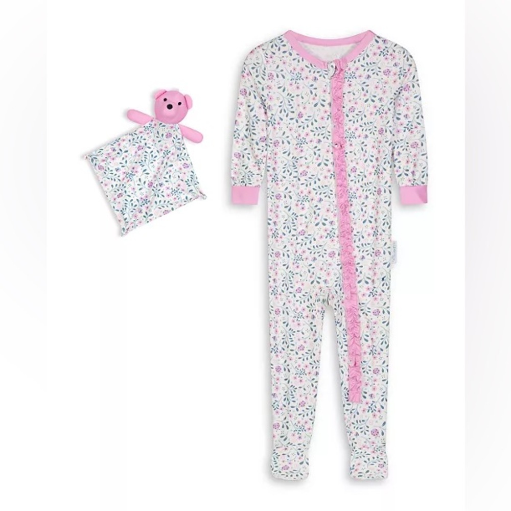 Floral Sleep Onesie with Matching Blankie